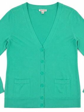 Merona Teal V-Neck Button Front Cardigan